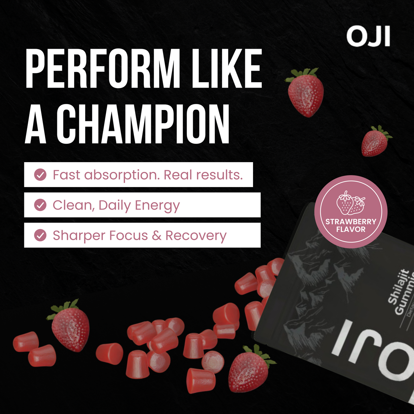 OJI Shilajit Gummies - Strawberry Flavor (USA)